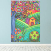 ハウズカラフルズフォークアート キャンバスプリント (インサイチュ (ウッドフロア))