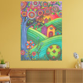 ハウズカラフルズフォークアート キャンバスプリント (インサイチュ (リビング))