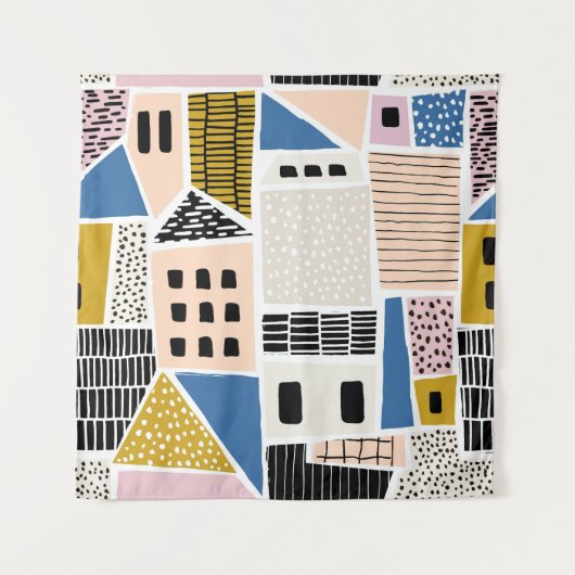 ハウズハンドドロインシームレス抽象芸術 タペストリー (正面)