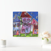 ハウズファンキーカラフルズ スクエア壁時計 (ホーム)