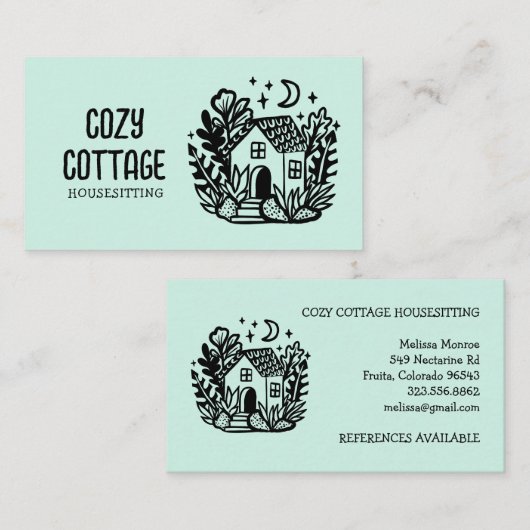 ハウセスティターピッツターホームカワイイコテージアーカスタムト 名刺 (正面/裏面)
