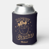 ハウディおもしろいサンタカウボーイテキサス州クリスマス 缶クーラー (缶正面)