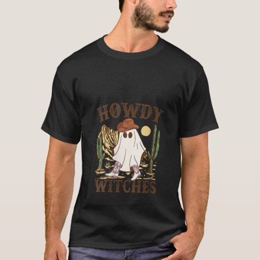 ハウディウィッチズ幽霊ウェスタンカウボーイコンチークハロウィーン Tシャツ (正面)