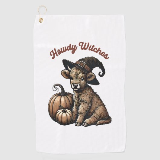 ハウディウィッチハロウィーンハイランドカウズ ゴルフタオル (正面)