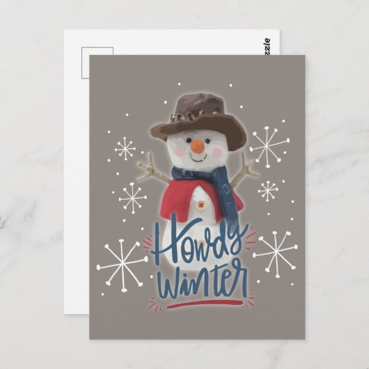 ハウディウィンターカウボーイ雪だるま ポストカード (正面/裏面)