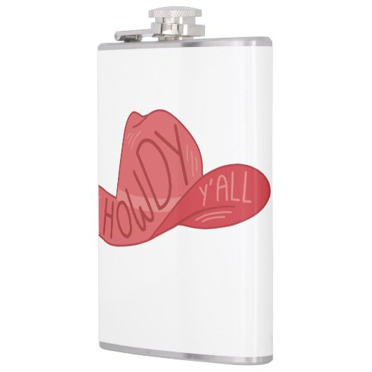 ハウディオールカウボーイ/女性のカーボーイハットピンクのアートワーク フラスク (左)