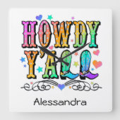 ハウディオールガールズウェスタン スクエア壁時計 (正面)