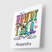 ハウディオールガールズウェスタン スクエア壁時計 (傾斜)