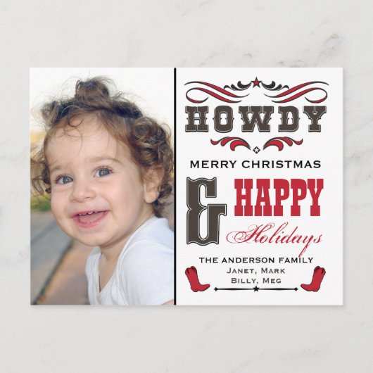 ハウディカウボーイウェスタンクリスマスフォトカード シーズンポストカード (正面)