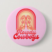 ハウディカウボーイズかわいい女性のカーボーイブーツウェスタンスタイル 缶バッジ (正面)