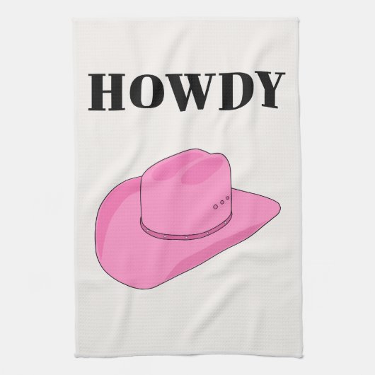 ハウディカウボーイハットピンク キッチンタオル (縦)