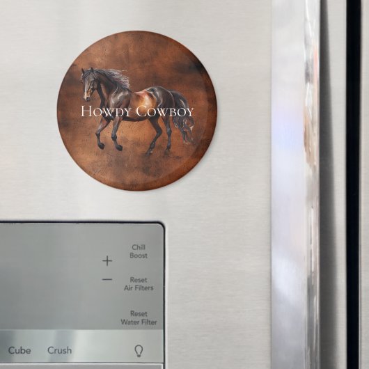 ハウディカウボーイホースフェイクブラウンレザー マグネット (インサイチュ (冷蔵庫))