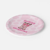 ハウディガレンティンピンクウェスタン女性のカーボーイ紙プレート ペーパープレート (アングル)