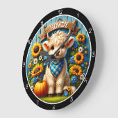 ハウディキュートなハイランド牛 ラージ壁時計 (傾斜)