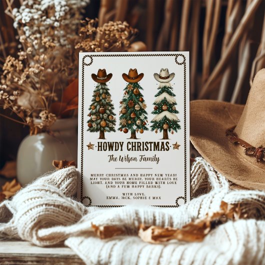 ハウディクリスマスカウズプリントウェスタンクリスマスカード シーズンカード