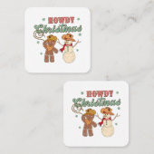 ハウディクリスマスカウボーイ雪だるまウェスタンおもしろい スクエア名刺 (正面/裏面)