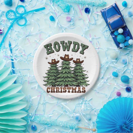 ハウディクリスマスサボスウェスタンクリスマス ペーパープレート (パーティー)