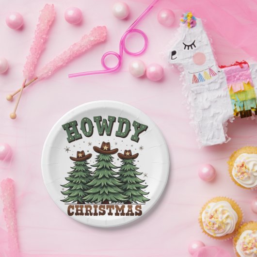 ハウディクリスマスサボスウェスタンクリスマス ペーパープレート (パーティー)