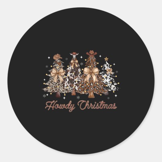 ハウディクリスマスツリーCowboyウェスタンコケット ラウンドシール (正面)