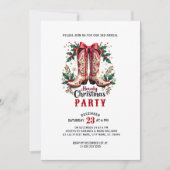 ハウディクリスマスパーティー女性のカーボーイクリスマスブーツ 招待状 (正面)