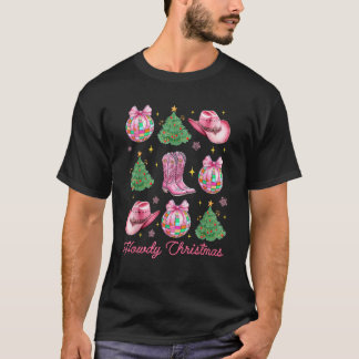 ハウディクリスマスピンクコケットボウクリスマスツリーウェスター Tシャツ