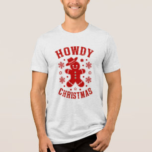 ハウディクリスマスレトロタイポグラフィジンジャーブレッドマン トライブレンドTシャツ