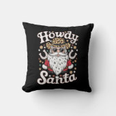 ハウディサンタウェスタンカウボーイロデオクリスマスプレゼント クッション (正面)