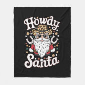 ハウディサンタウェスタンカウボーイロデオクリスマスプレゼント フリースブランケット (正面)