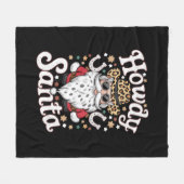 ハウディサンタウェスタンカウボーイロデオクリスマスプレゼント フリースブランケット (正面(横))