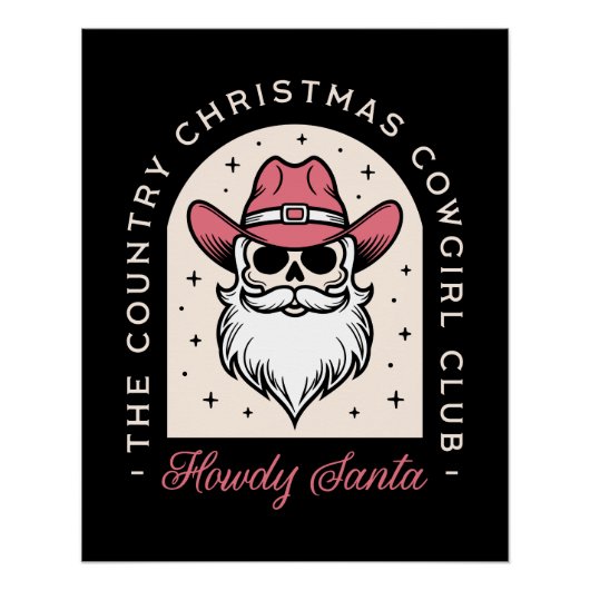 ハウディサンタカントリー女性のカーボーイディスコクリスマス ポスター (正面)