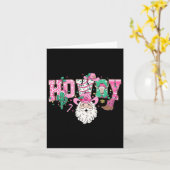 ハウディサンタクロースピンクのクリスマスカントリーカウボーイサ カード (黄色い花)