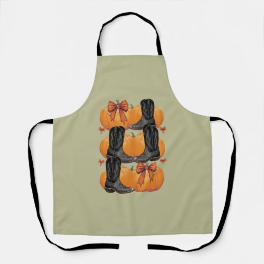 ハウディパンプキンウェスタン秋コケットボウ女性のカーボーイ エプロン (正面)