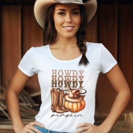 ハウディパンプキン女性のカーボーイウェスタンTシャツ Tシャツ