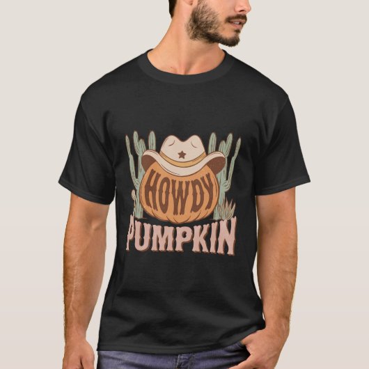ハウディパンプキン農業ヴィンテージウエスタンカウボーイズ秋 Tシャツ (正面)