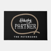 ハウディパーソナライズされたパートナーロープカウボーイ ドアマット (正面)