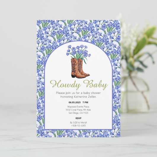 ハウディベビーブルーボンネットカウボーイウェスタン 招待状 (スタンド正面)