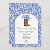 ハウディベビーブルーボンネットカウボーイウェスタン 招待状 (正面/裏面)