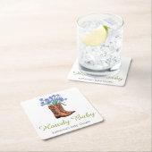 ハウディベビーブルーボンネットカウボーイベビーシャワー スクエアペーパーコースター (インサイチュ)