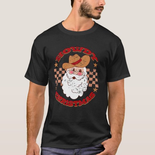 ハウディホスカウボーイサンタ節クリスマスツリーハウディChr Tシャツ (正面)