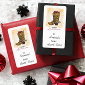 ハウディホリデイズクリスマスライトカウボーイブートギフト ラベル