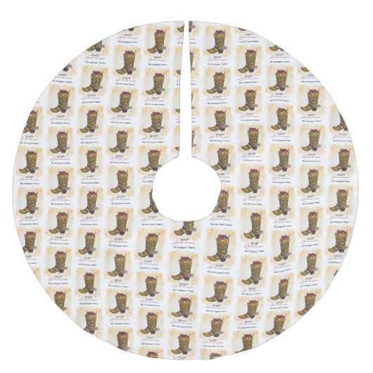 ハウディホリデーズクリスマスライトカウボーイブーツ ブラッシュドポリエステルツリースカート (正面)