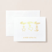 ハウディホリデーズテキサス州クリスマスグリーティングカード 箔カード (封筒付き正面)