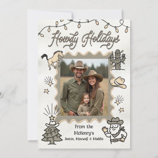 ハウディホリデーフォトウェスタン手描き投げ縄フレーム シーズンカード (正面)