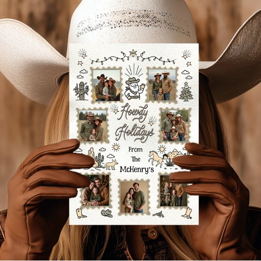 ハウディホリデーフォトウェスタン手描き投げ縄フレーム シーズンカード
