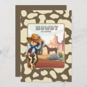 ハウディホーウィーズの最初の誕生日アニマルプリント 招待状 (正面/裏面)