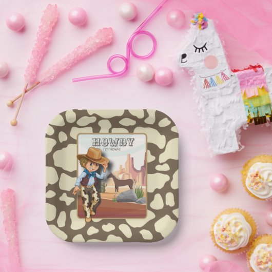 ハウディホーウィーズ最初の誕生日アニマルプリント紙プラン ペーパープレート (パーティー)