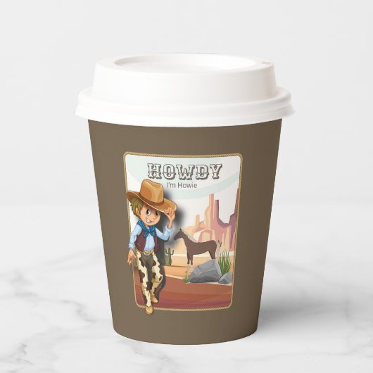 ハウディホーウィーズ最初の誕生日アニマルプリント紙cu 紙コップ (正面)