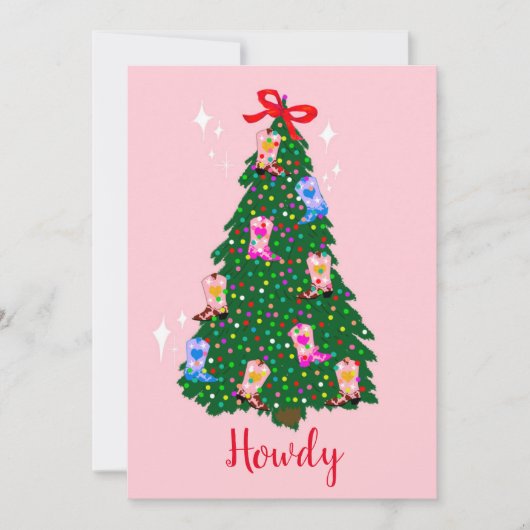 ハウディモダン女性のカーボーイウェスタンブーツクリスマス 招待状 (正面)