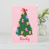 ハウディモダン女性のカーボーイウェスタンブーツクリスマス 招待状 (スタンド正面)