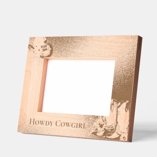 ハウディ女性のカーボーイウエスタンハットアンドブーツ レーザー彫刻フレーム (左)